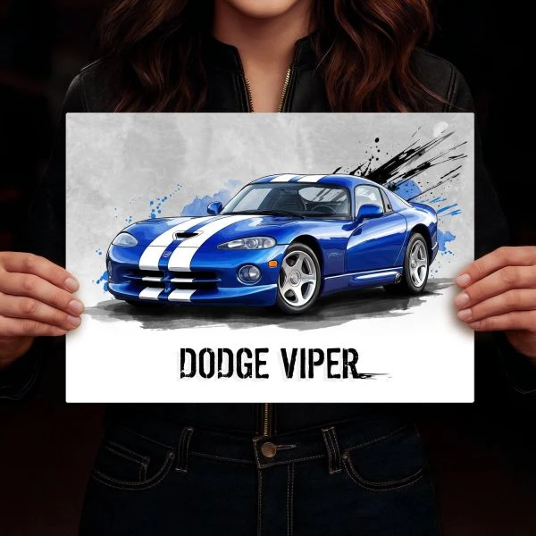 Dekoracyjny plakat metalowy Dodge Viper GTS